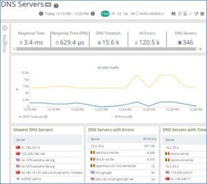 Here's an example of the types of metrics you will find with the DNS Servers Insight.